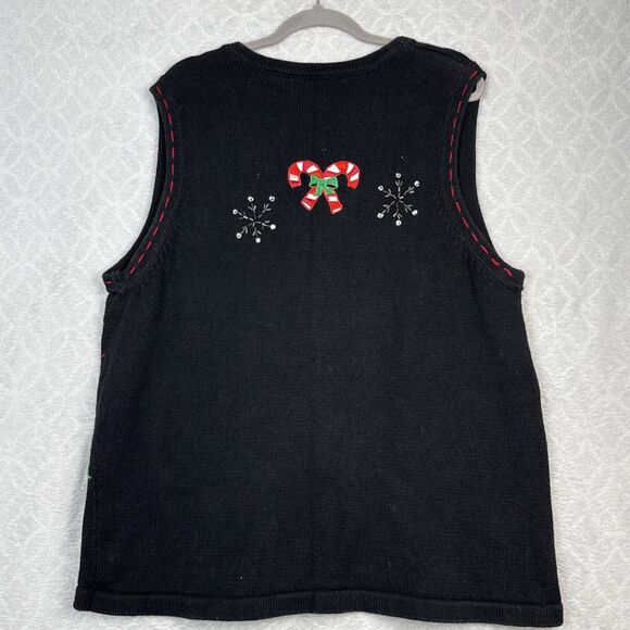 Vtg Ugly Christmas Sweater Vest Womens 2X Holiday Party Embellished Grandmacore - Picture 8 of 14